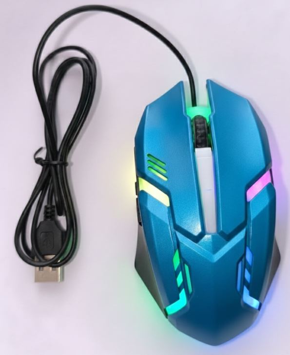 RGB Gaming Mouse Navy Blue Wired USB LED Optical Ergonomic for PC & Laptop