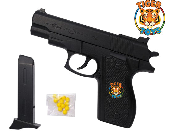 Tiger Toys Kids Pretend Play Action Toy Pistol | Plastic BB Manual Spring Gun with Detachable Magazine | Role Play Toy