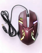 RGB Gaming Mouse Maroon Wired USB LED Optical Ergonomic for PC & Laptop