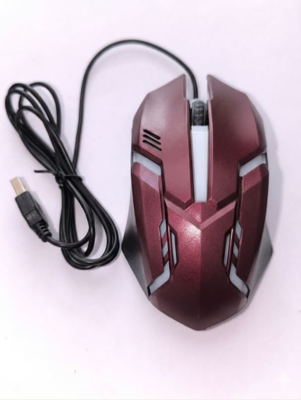 RGB Gaming Mouse Maroon Wired USB LED Optical Ergonomic for PC & Laptop