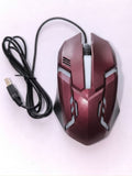 RGB Gaming Mouse Maroon Wired USB LED Optical Ergonomic for PC & Laptop